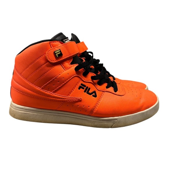 Fila Vulc 13 Mid High Top Sneakers Men’s 9 Orange Black Strap Lace Up Shoes - Picture 1 of 16